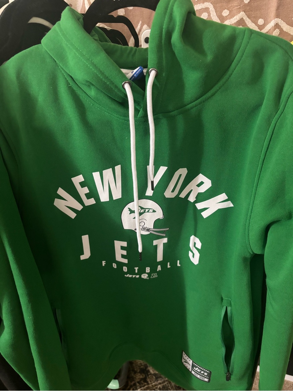 NFL New York Jets Green Zip-Up Sweater with White Accents